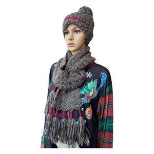 Coal Headwear Women’s Hat And Scarf Set. Brown With Pink